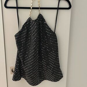 St. John Black and White Striped Camisole